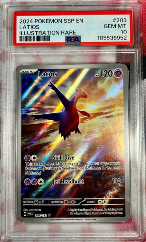 Pokmon Surging Sparks Latios 203/191 IR GEM MINT - PSA 10 Nimbus Collectibles Pokmon Surging Sparks Latios 203/191 IR GEM MINT - PSA 10 Nimbus Collectibles